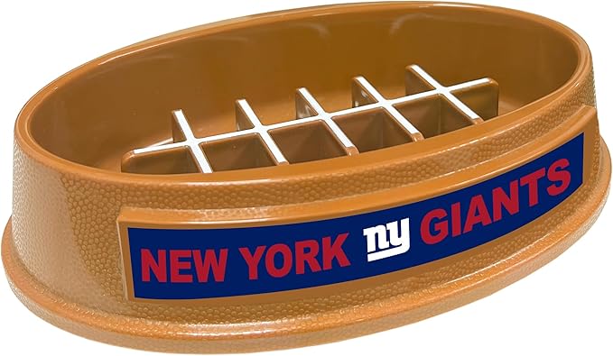 NFL Super Bowl New York Giants Slow Feeder Dog & Cat Bowl. Football Design for Healthy Digestion. Non-Slip for Large & Small Pets