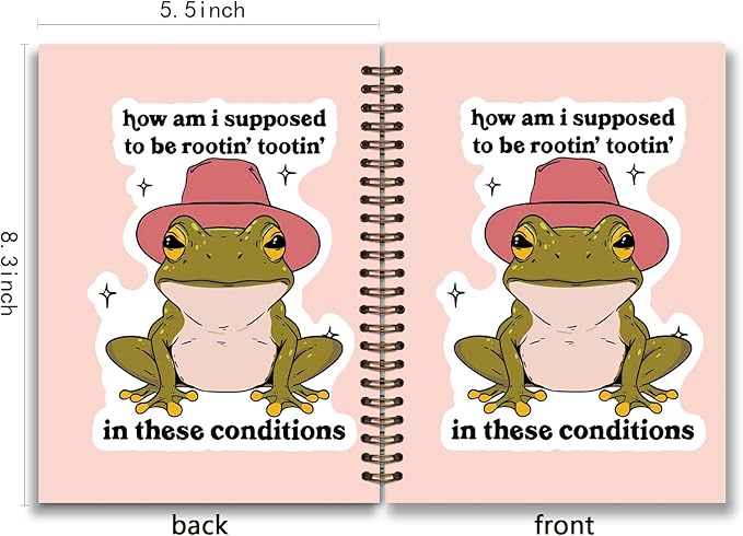 KDHTY Funny Cute Frog Notebook,Cute Western Frog Notebook Journal,Western Office Supplies,Cowgirl Notebooks Gifts for Women Men,Funny School Office Supplies,5.5 x 8.3