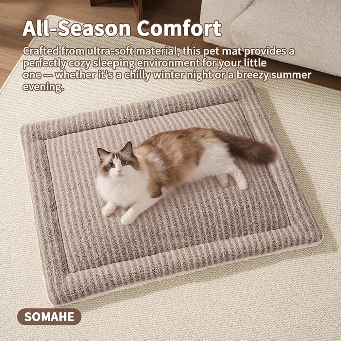SOMAHE Self-Warming Cat Bed Pad, Reversible & Ultra Soft Pet Mat for Crates, Kennels, Sofas & Furniture, Machine Washable, Durable for Dogs and Cats, 23x15 Inch Apricot