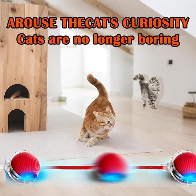 Cat Ball Toy,New Interactive Rolling Cats Dog Toy Balls 360° Smart Automatic Rolling Pet Ball, Fast Moving Toy for Dog,Interactive Toys for Cats (Grey)