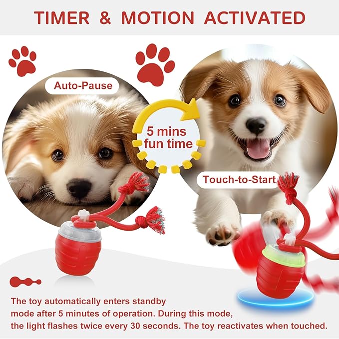 Interactive Dog Toys, Moving Interactive Dog Ball with Touch Activated, Automatic Rolling Ball Toys for Puppy/Medium Dogs, Squeaky Dogs Toy Active Rolling Wicked Balls for Daily Training (orange)