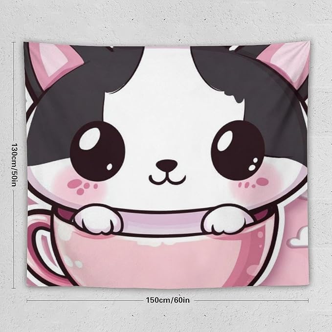 MaSiledy Tapestry Kawaii Cat Wall Hanging Wall Tapestry Aesthetic Cat Mom Gifts Tapestry Wall Hanging Bedroom Wall Decor Living Room Landscape 50"x60" Tapestries for Bedroom Living Room Dorm