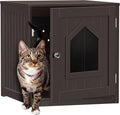 Cat Litter Box Enclosure Litter Box Furniture Hidden Wooden Washroom Litter Box Cabinet Indoor Cat House Side End Table Nightstand (Coffee)