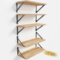 COCOYA Wall Shelves 7.3" Deep Set of 5, Solid Paulownia Wood Wider Longer Sturdy Easy to Install Wall Mounted Bookshelves Storage Shelves Bathroom Home Office Laundry Room Bedroom Organizer