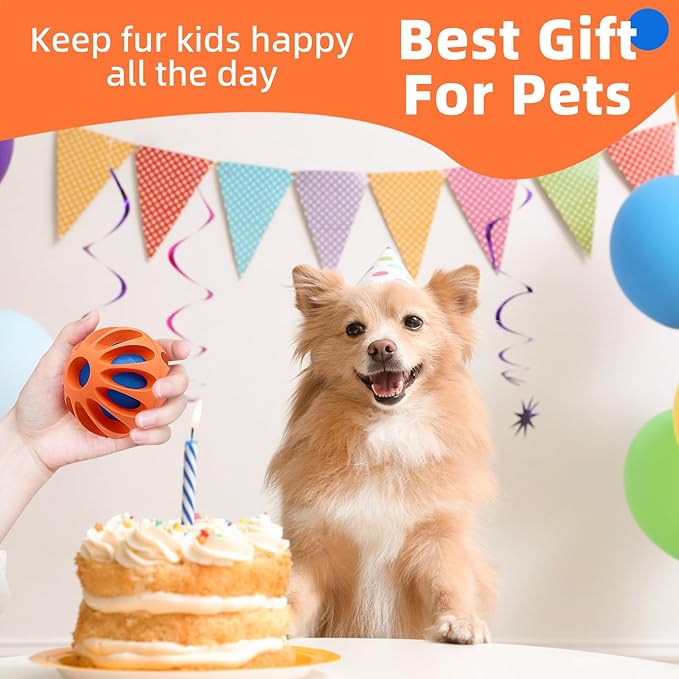 Interactive Dog Toy, Wicked Ball AIR, Automatic Moving, Bouncing, and Rotating, E-TPU Material, IPX7 Waterproof Rating, Active Rolling Ball for Medium and Large Dogs (Orange+Blue)