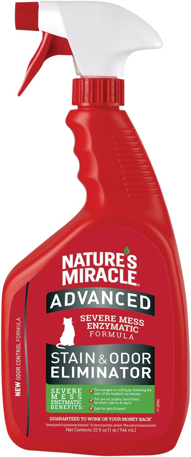 Nature's Miracle Laundry Boost In-Wash Stain & Odor Remover & Advanced Cat Stain and Odor Eliminator Spray, Spot Stain and Pet Odor Remover, Fresh Scent, 32 Fl Oz (Pack of 1)