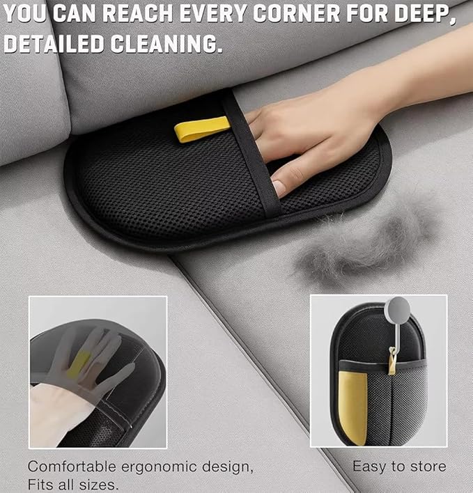 JOORY Upgraded Pet Hair Removal Glove with Static Technology, 8.5-Inch Wide Coverage, Dual Directional Brushes, Washable Black Grooming Mitt for Dogs and Cats.