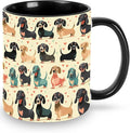 Dachshund Coffee Mug Funny Ceramic Tea Cup Novelty Presents for Women Men Home and Office Birthday Microwave Dishwasher Safe 11oz