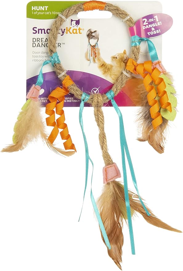 SmartyKat Dream Dangler 2-in-1 Hanging Feather Cat Toy - Multi Color, One Size (Pack of 2)