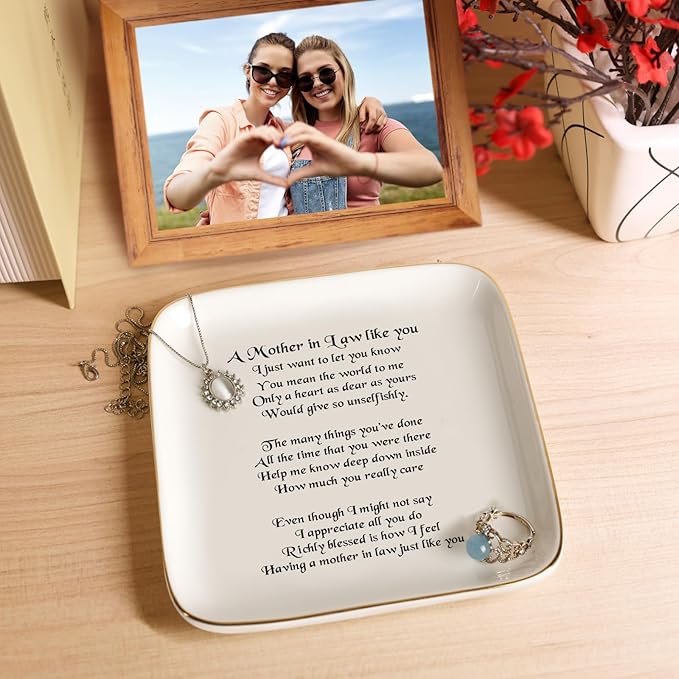Mother in Law Gifts from Daughter in law, Jewelry Dish for Women Birthday Gift for Mothers in Law, Mother's Day Wedding Gifts for Mother in Law, Appreciation Thank You Gift for Mother-in-law