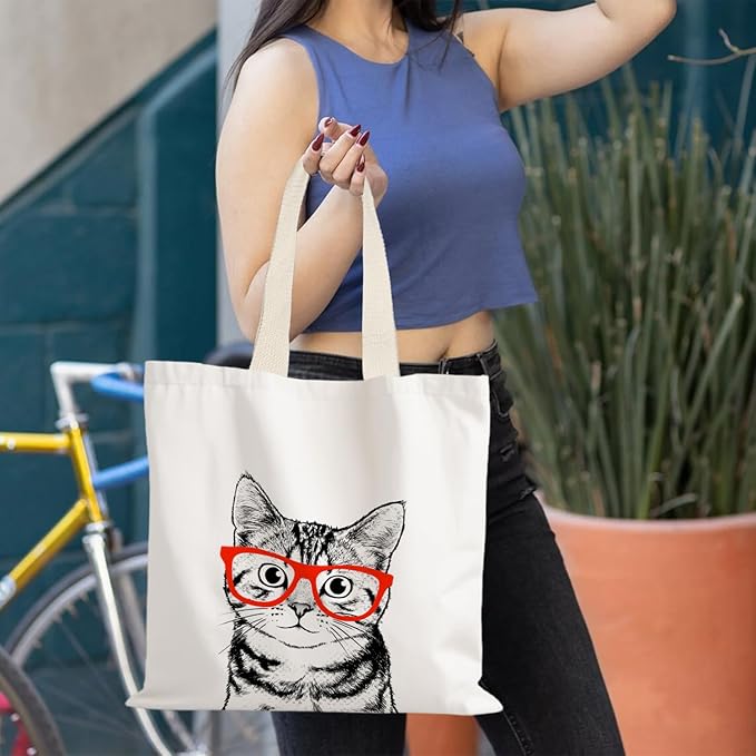 Canvas Tote Bag Aesthetic,Zoon Cow Dog Cat Tote Bag,Gifts for Women Canvas Tote Bags