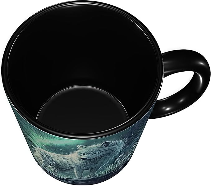 FyLybois Wolf Coffee Mug Ceramic Coffee Cup with Handle Microwave Safe for Home or Office Gifts for Women and Men