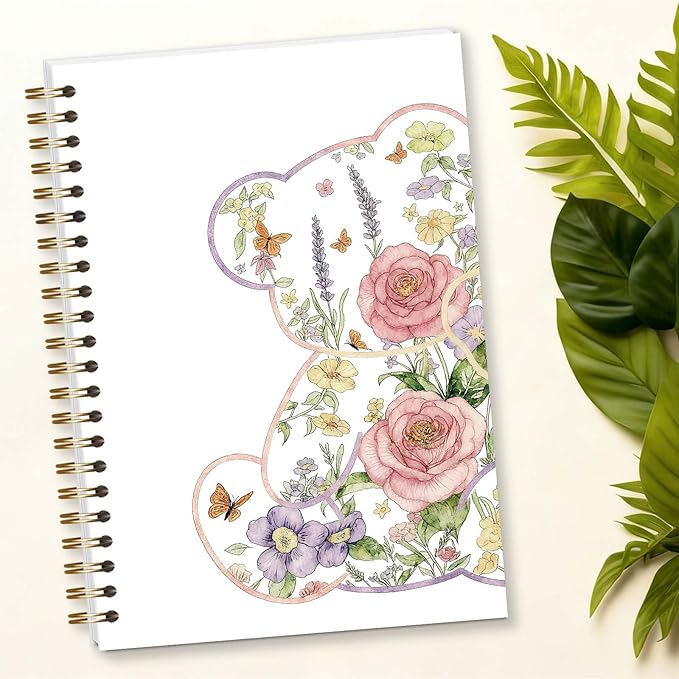 Cute Bears Spiral Notebook, Cute Girly Preppy Study Supplies, Bear Gifts for Women Girls, 5.5x8.3 Inch - A16