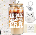 Grandma Birthday Gifts from Granddaughter Grandson, Grandma Christmas Gifts, Thanksgiving Ideas Gift with 16 Oz Glass Cup for Nana GiGi Mimi Grandmother