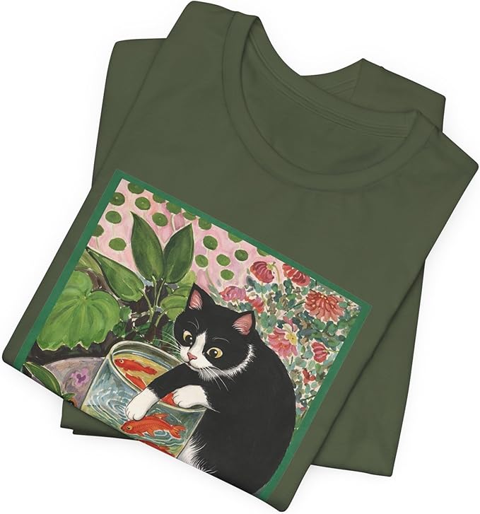 Vintage Cat Painting T Shirt, Matisse Inspired Cat Tee, Retro Art Aesthetic Shirt, Funny Cat Lover Gift