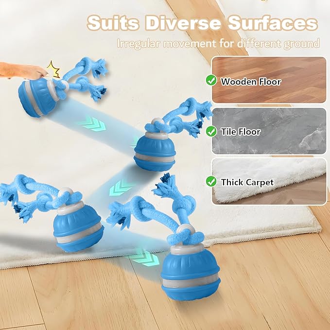 Interactive Dog Toys, Motion Activate Rolling Ball for Small Medium Large Dogs, Automatic Moving Toy, Interactive Dog Ball Stimulation Toy for Boredom Relief (Blue)