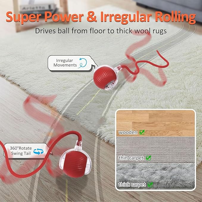 AICase Cat Toys for Indoor Cats,Interactive Automatic with Cord Imitation Mouse, Indoor Smart Rolling Interactive Balls