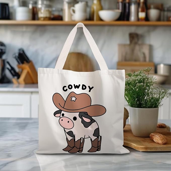 Canvas Tote Bag Aesthetic,Zoon Cow Dog Cat Tote Bag,Gifts for Women Canvas Tote Bags