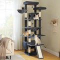 MUTTROS 81 Inch Tall Cat Tree for Big Cats & Multi-Cat Homes, Large Heavy Duty Cat Tower with Metal Frame Hammock, 6 Scratching Posts, 2 Condos, 2 Perches, Scratching Pad - Dark Grey