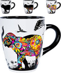 Color Changing Elephant Coffee Mug 12oz – Ceramic Heat Sensitive Cup for Coffee, Tea, Hot Cocoa & Milk – Magical Elephant Mug with Floral Reveal – Unique Gift for Elephant Lovers, Women, Mom, Grandma