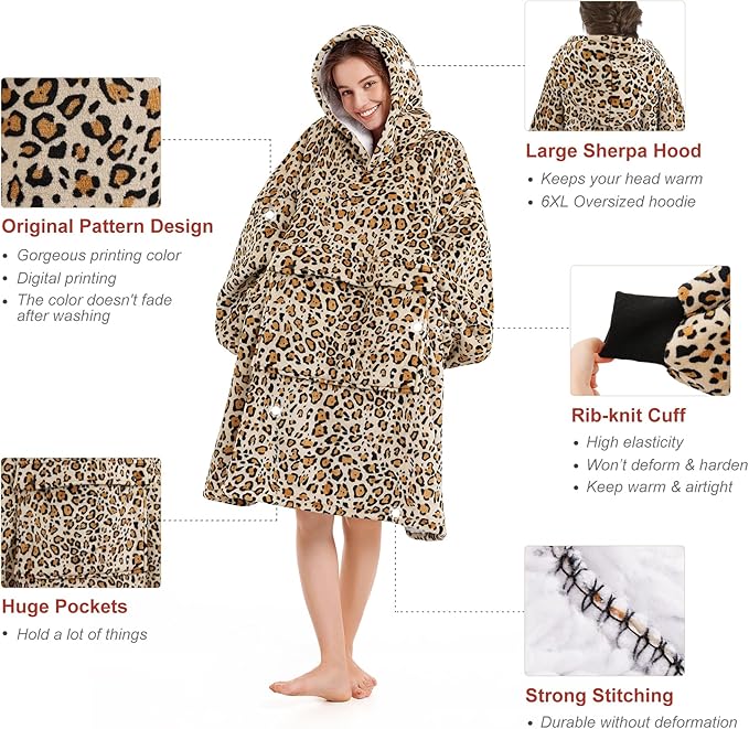 Narecte Cozy Oversized Blanket Hoodie Wearable Blanket Adults Soft Hooded Blanket Hoodie Birthday Gifts for Women Christmas