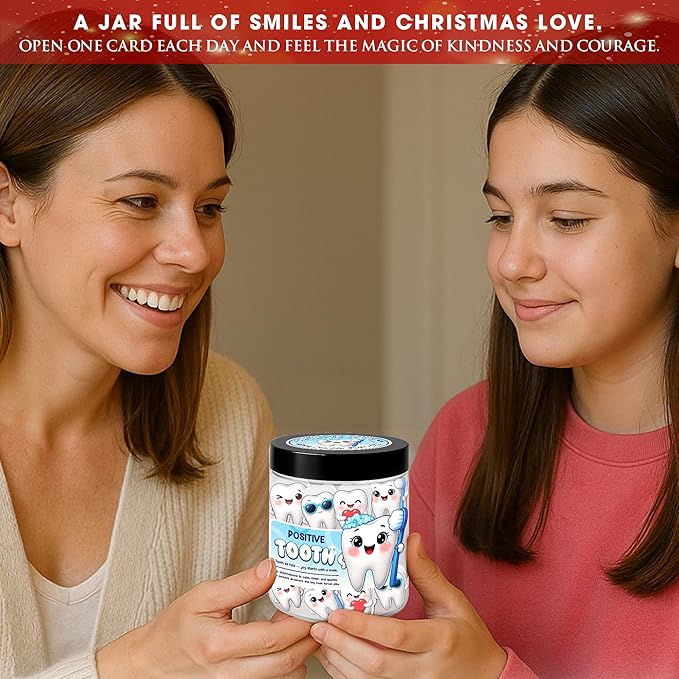 Miarita Positive Tooth Jar – 60 Affirmation Cards for Women, Kids, Teens & Coworkers, Dental Assistant Gifts For Dentists, Teacher Appreciation Gifts For Women, Birthday Gift for College Friend