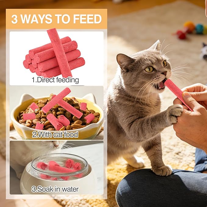 50g/1.76oz Freeze-Dried Chicken & Dragon Fruit Sticks for Cats,High-Protein, All-Natural Treats,Irresistible Flavor & Crunchy Texture,Perfect for Training & Rewards