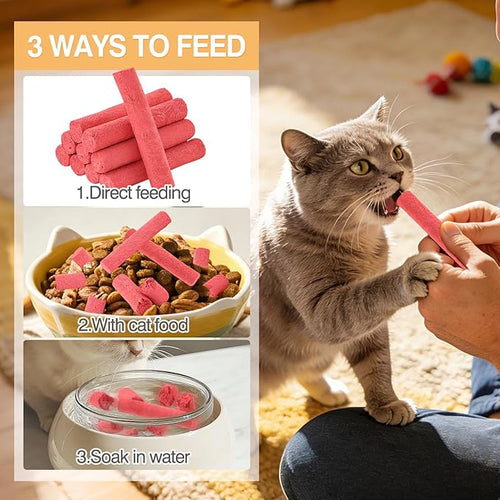 50g/1.75oz Freeze-Dried Chicken&Dragon Fruit Cat Sticks,Grain-Free,High-Protein Snack Sticks for Picky Cats,Delicious&Nutritious Healthy Treats