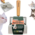 Cat Litter Scoop, Metal Litter Scooper – 5X Faster No-Shake Sifting Design, Stainless Steel Litter Scoop with Holder, Reduces Dust & Waste – Sprinkle & Sweep