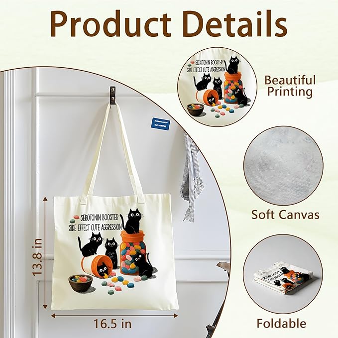 Tote Bag For Women Man, Reusable Work Shopping Grocery Shoulder Bags