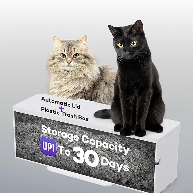 Popur X5 Automatic Cat Litter Box Self Cleaning Set with Extra Liner & 50PCS Trash Bags, 30-Day Capacity Safe Open Top Electric Robot Litter Box for Multiple Large Cats, 99% Leakproof& Smell-Proof