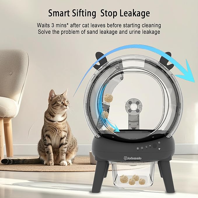 Automatic Cat Litter Box Self Cleaning Litter Box for Multiple Cats, Large Capacity App Control with Dual Safety Protection, Removable Washable Liner