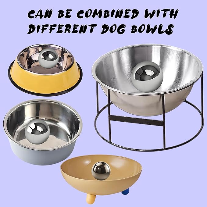 SUS304 Stainless Steel Dog Food Slow Feeder Ball - 3.6in - Slows Fast Eating, Prevents Choking, Bloating & Obesity - Fun Feeding for All Dogs - Durable, Smooth & High Adaptability (Large 3.6Inch)