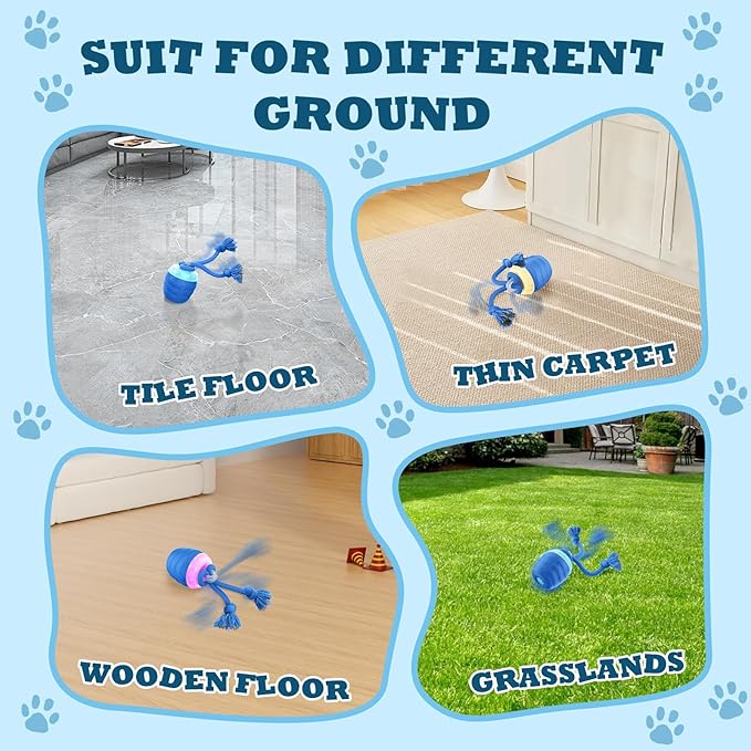 Interactive Dog Toys Ball - New Upgraded Chase Buddy Dog Toy for Small Dogs, Automatic Moving and Rolling Dogs Ball for Boredom, USB Rechargeable(Blue)