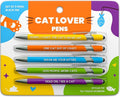 rubyloo Funny Cat Lover Gift Pen Set – 5 Black Ink Ballpoint Pens with Stylus Tip & Metal Barrel with Kitty-Themed Quotes – Crazy Cat Mom Gifts for Women, Friends, Pet Owner, Coworker, Birthdays