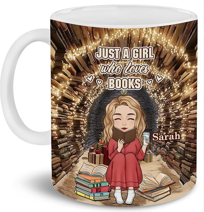Personalized Book Lover Gifts - Book Lovers Gift For Bookworm, Readers, Librarians, Bookish - Hole In A Wall Mug - Bookish Gift For Friends, Women, Her
