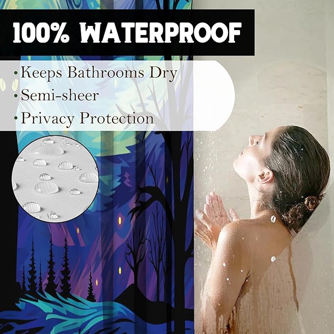 The Starry Night Shower Curtain Wall Decor,Funny Black Cat Shower Curtains for Bathroom,Cats Lovers Gifts,Aesthetic Waterproof Polyester Bath Art Decorative,72x72 in
