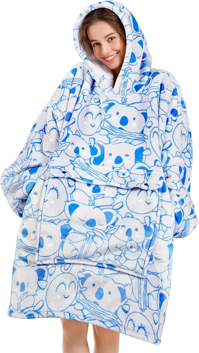 Narecte Cozy Oversized Blanket Hoodie Wearable Blanket Adults Soft Hooded Blanket Hoodie Birthday Gifts for Women Christmas