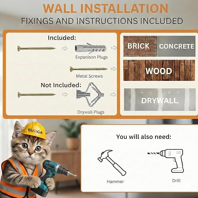 Cat Wall Shelves – 3 Steps Climbing Furniture & Perch for Indoor Cats up to 30lbs, Wooden Floating Shelf with Non-Slip Pad Bed, Modern Corner & Wall Mounted for Playing and Lounging - Natural