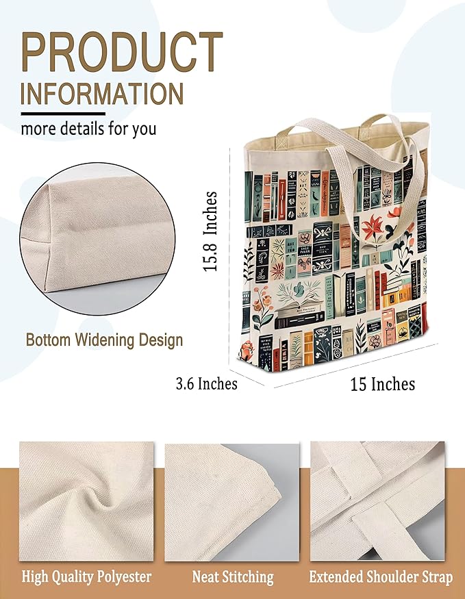 Gifts for Women, Canvas Tote Shopping Reusable Grocery Gift Bags