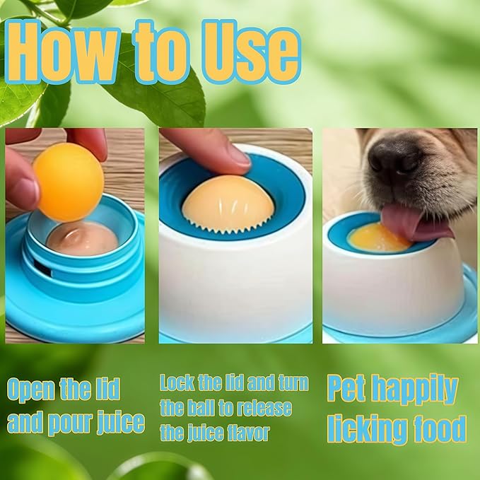 Dog Slow Feeder Bowl with Lick Ball - Durable Licking Toy for Anxiety, Mess-Free Liquid Treats, Easy Clean Bowl for Fast Eating Dogs & Cats (Yellow)