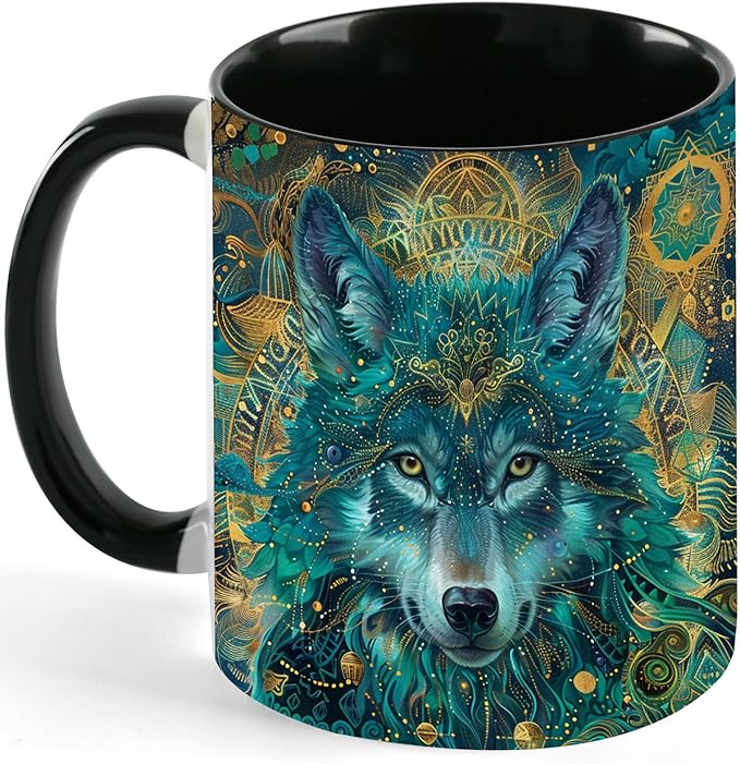 Wolf Coffee Mug 11 OZ Ceramic Tea Cup Novelty Mugs Funny Coffee Cups with Handle