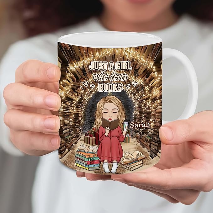Personalized Book Lover Gifts - Book Lovers Gift For Bookworm, Readers, Librarians, Bookish - Hole In A Wall Mug - Bookish Gift For Friends, Women, Her