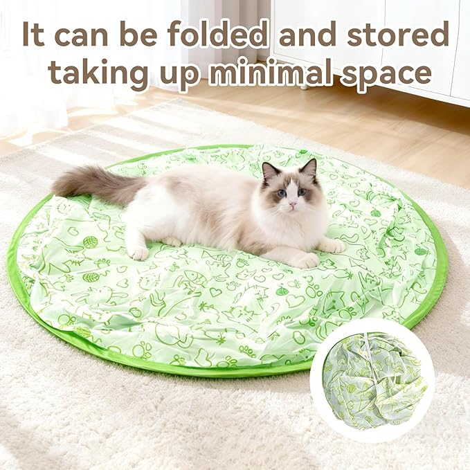 Upgraded Rechargeable Interactive Cat Toy Ball with Hunting Cover - Smart Automatic Rolling, Obstacle Avoidance, Indoor Exercise for Cats to Release Energy & Instincts (Green)