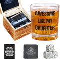 Ithmahco Awesome Like My Daughter Whiskey Glass - Funny Girl Dad Gifts, Funny Whiskey Glass White Elephant Gifts for Dad from Daughter, New Girl Dads Christmas Bourbon Glass Gag Gift