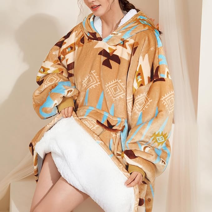 Narecte Cozy Oversized Blanket Hoodie Wearable Blanket Adults Soft Hooded Blanket Hoodie Birthday Gifts for Women Christmas