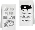 Kitchen Towels Set of 2, Tacos and Pig Dish Towel for Kitchen, Decorative Hand Towels for Bathroom, Fast Drying Tea Towel with Funny Sayings, Housewarming Xmas Gifts for Women Mom -B13