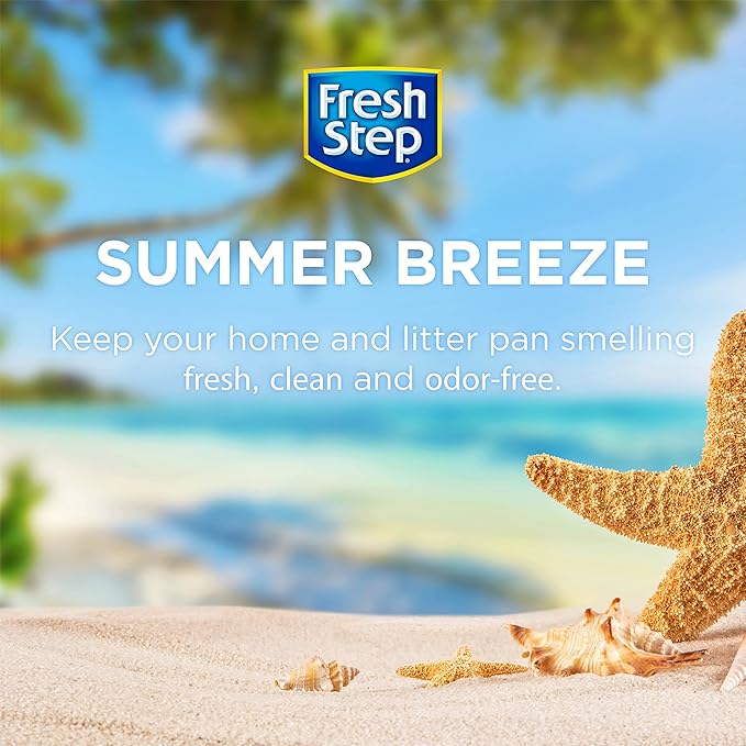 Fresh Step Cat Litter Crystals In Summer Breeze Scent | Cat Litter Box Deodorizer | Combats Cat Odors and Neutralizes Smells to Keep Your Home Clean, 15 Ounces - 3 Pack (Packaging May Vary)