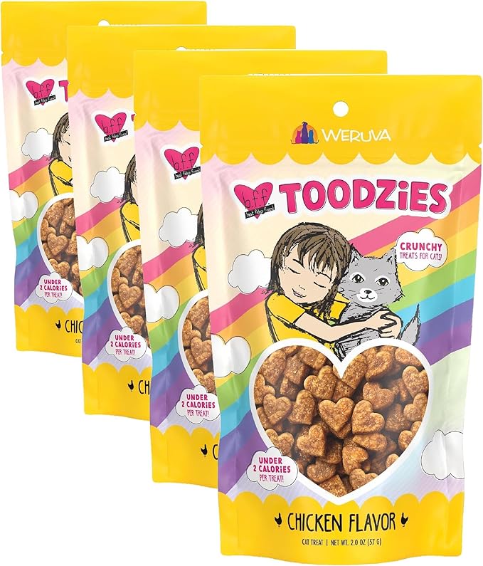Weruva BFF Toodzies, Chicken Crunchy Cat Treats, 2oz Bag (Pack of 4)