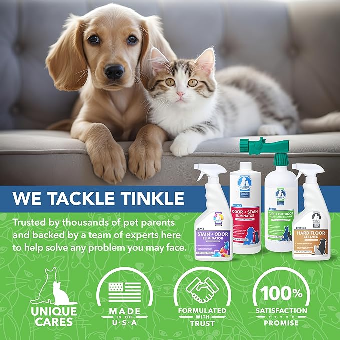 Unique Turf & Outdoor Odor and Stain Remover, Turf Cleaner for Pet Urine Outdoor Dog Odor Eliminator, 30 oz. Bio-Enzymatic Liquid Concentrate with Hose-Connector Bottle